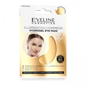 PARCHE ILUMINADOR OJOS HIDROGEL EVELINE 3 EN 1 GOLD ILUMINATING COMPRESS