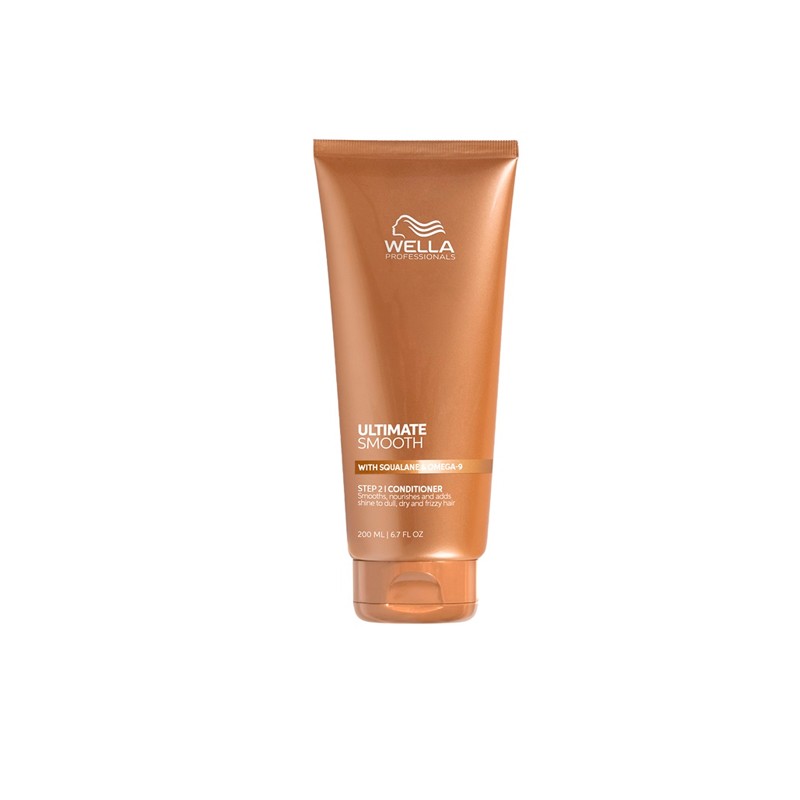 Acondicionador Wella Ultimate Smooth 200ml, nutrición y suavidad para cabello rebelde