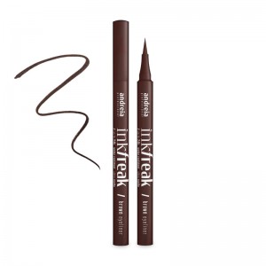 Eyeliner Andreia Ink Freak marrón, eyeliner líquido de alta precisión. Maquillaje profesional para ojos definidos.