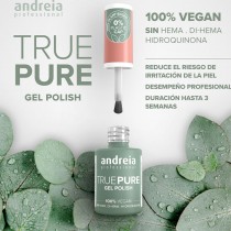 Esmalte Andreia True Pure semipermanente vegano sin HEMA, para un acabado perfecto y respetuoso con la piel.