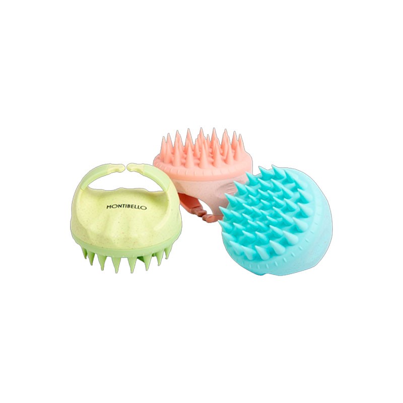 Cepillo de masaje capilar Montibello, masajeador en silicona para estimular el cuero cabelludo. Cepillo de masaje capilar Montibello, masajeador en silicona para estimular el cuero cabelludo.