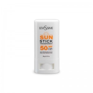Protector solar facial en stick Levissime SPF50, fórmula profesional para protección diaria del rostro.