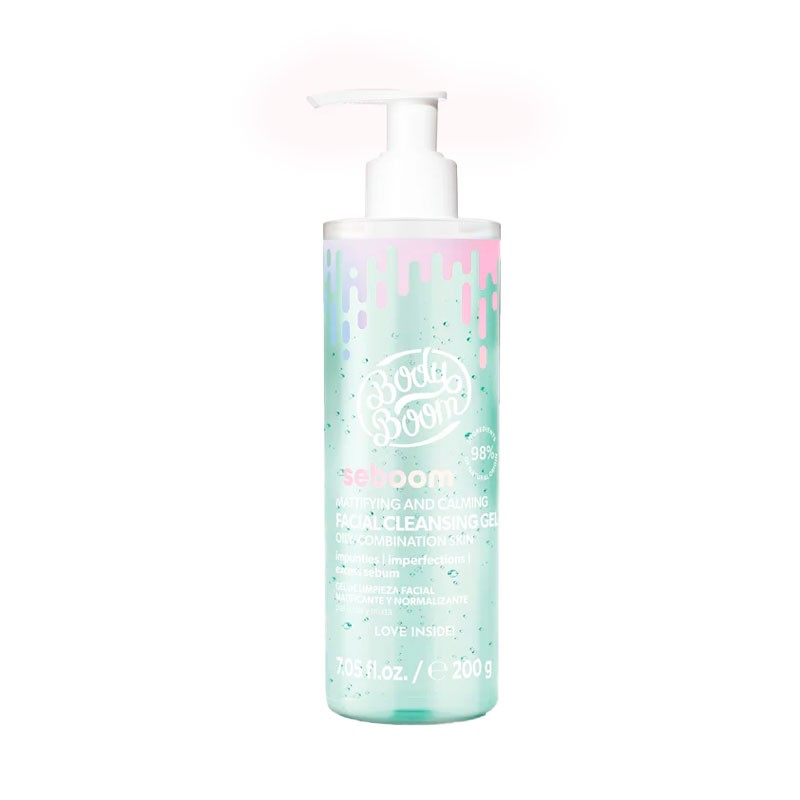 Gel limpiador Seboom BodyBoom 200ml, limpieza facial para piel grasa con control de imperfecciones.