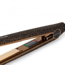 Plancha profesional Corioliss C1 Gold Leopard, aparatología de peluquería con estilo y potencia.
