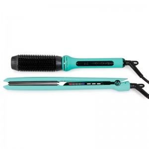 Kit Corioliss C3 Mint Green con cepillo eléctrico de regalo, plancha profesional de titanio para peluquería.