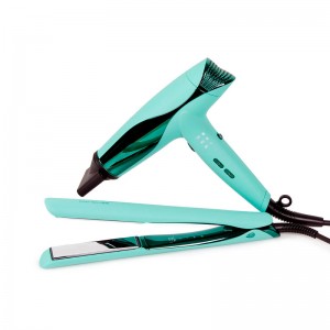 Kit Corioliss C5 Mint Green con secador Wind de regalo, plancha y secador profesional para peluquería.