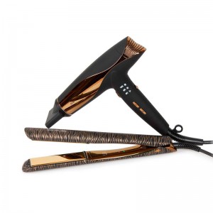 Kit Corioliss C5 Gold Zebra con secador Wind de regalo, plancha y secador profesional para peluquería.