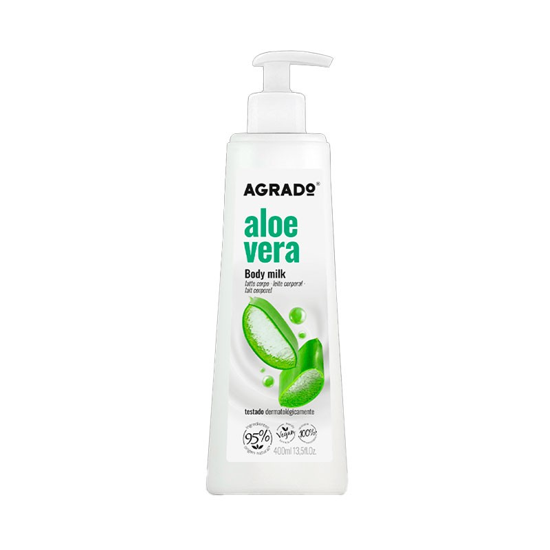 Loción corporal Agrado Aloe Vera 400ml, hidratación diaria con efecto calmante.