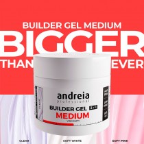 Gel construcción uñas Andreia, viscosidad media para acabados resistentes y naturales.