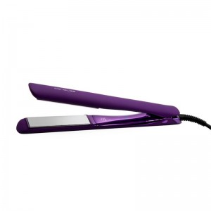Plancha de pelo profesional Corioliss C5 Purple con placas de titanio, ideal para peluquerías.
