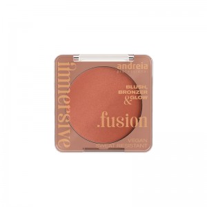 Polvo multifunción que combina colorete, bronceador e iluminador en un solo producto.