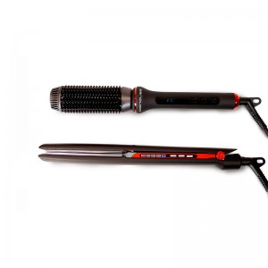kit plancha y cepillo eléctrico Corioliss C3 Black Red
