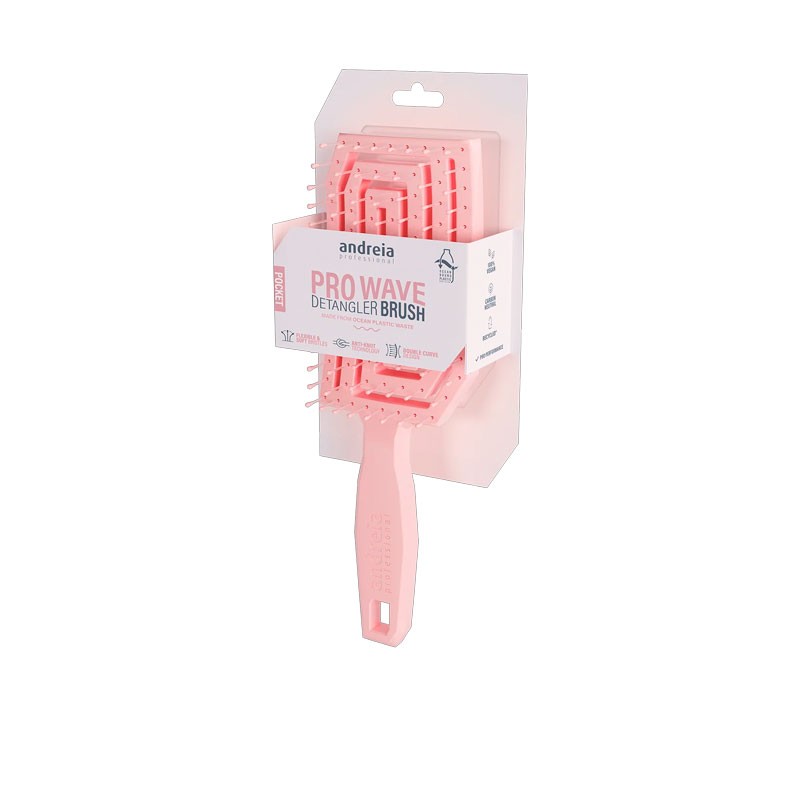 cepillo desenredante sostenible mini Andreia Pro Wave rosa