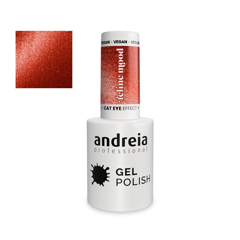 Esmalte semipermanente Andreia Gel Polish 10.5 ml Nº FE1 rojo glitter efecto ojo de gato