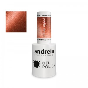 Esmalte semipermanente Andreia Nº FE2 color glitter marrón con destellos dorados efecto ojo de gato