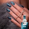 Esmalte ojo de gato Andreia FE5 azul petróleo con partículas azules para uñas profesionales.
