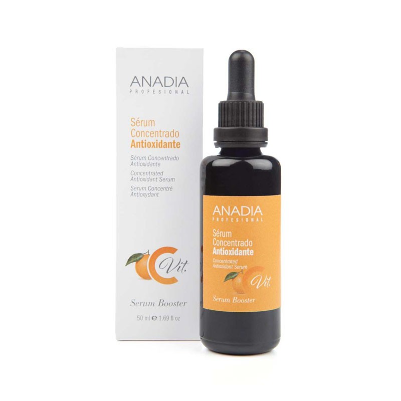 El Sérum concentrado antioxidante de Anadia, es un sérum facial energizante y antioxidante indicado para todos los tipos de piel. Contiene un 5% de vitamina C.